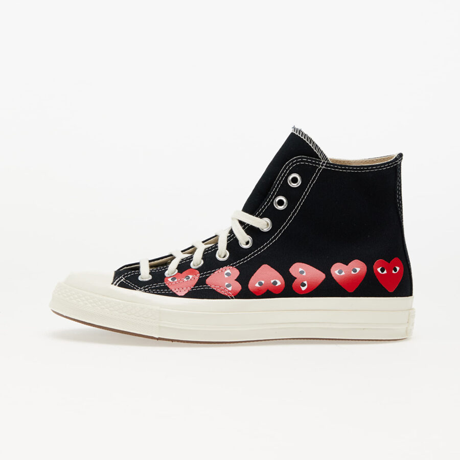 Sneakers Converse x Comme des Garçons PLAY Chuck 70 Hi Multi Heart Black/ Hi Risk Red/ Egret EUR 41.5-alacsony-ár