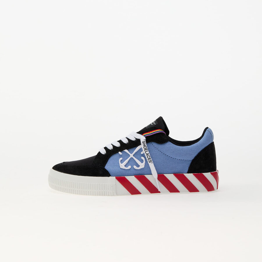 Sneakers Off-White Low Vulcanized Canvas/ Suede Black - Light Blue EUR 35-alacsony-ár