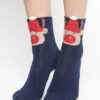 Socks with teddy bear head application navy blue