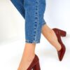 Soho Claret Red Patent Leather Women's Classic High Heel Shoes 18511