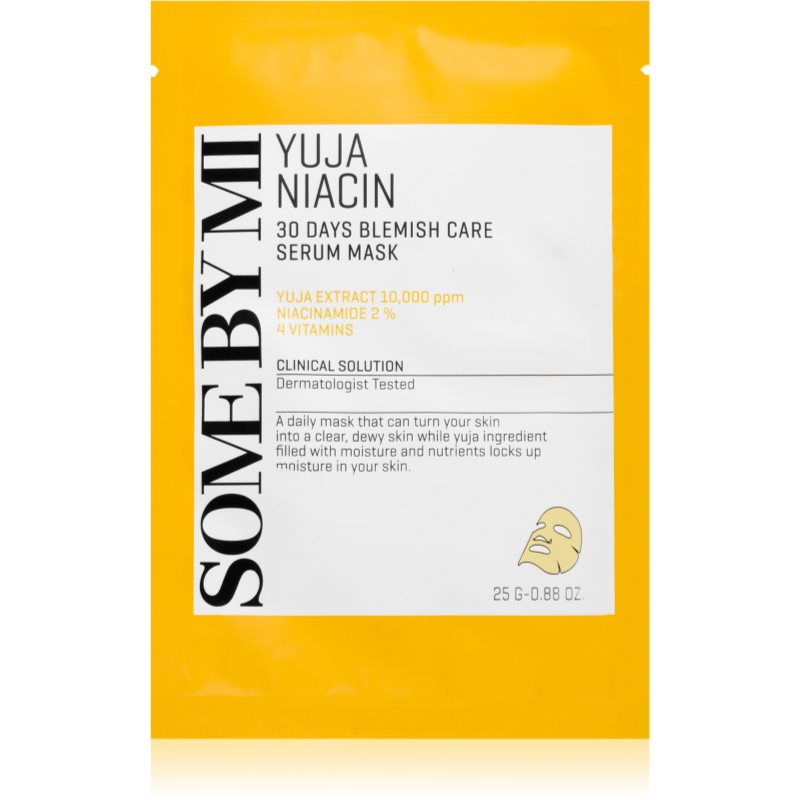 Some By Mi Yuja Niacin Blemish Care fehérítő gézmaszk zsíros és problémás bőrre 25 g-Ár