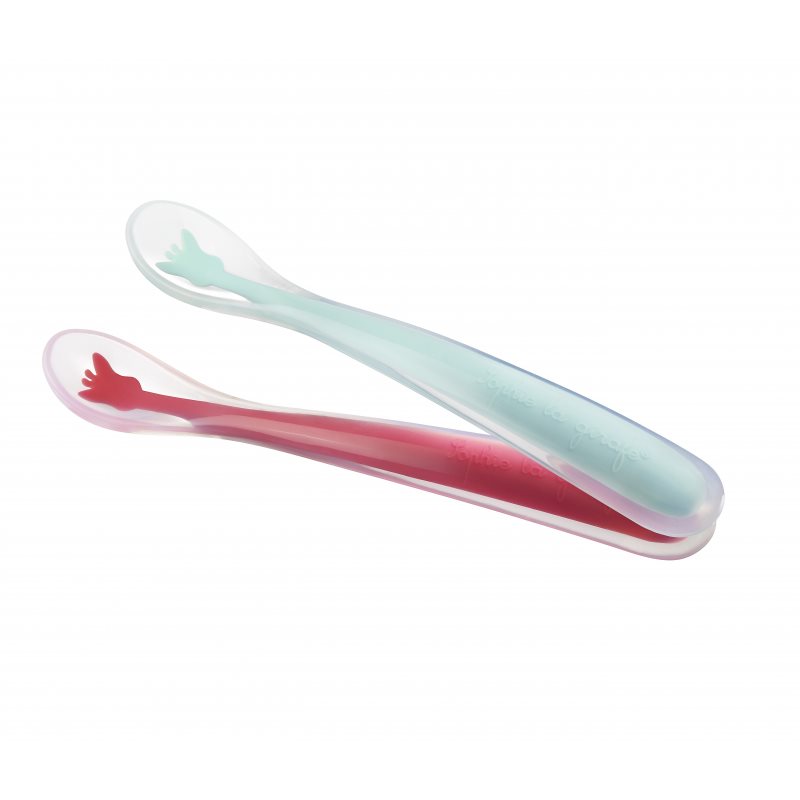 Sophie La Girafe Vulli Silicone Spoons kiskanál gyermekeknek Red/ Blue 4m+ 2 db-Ár