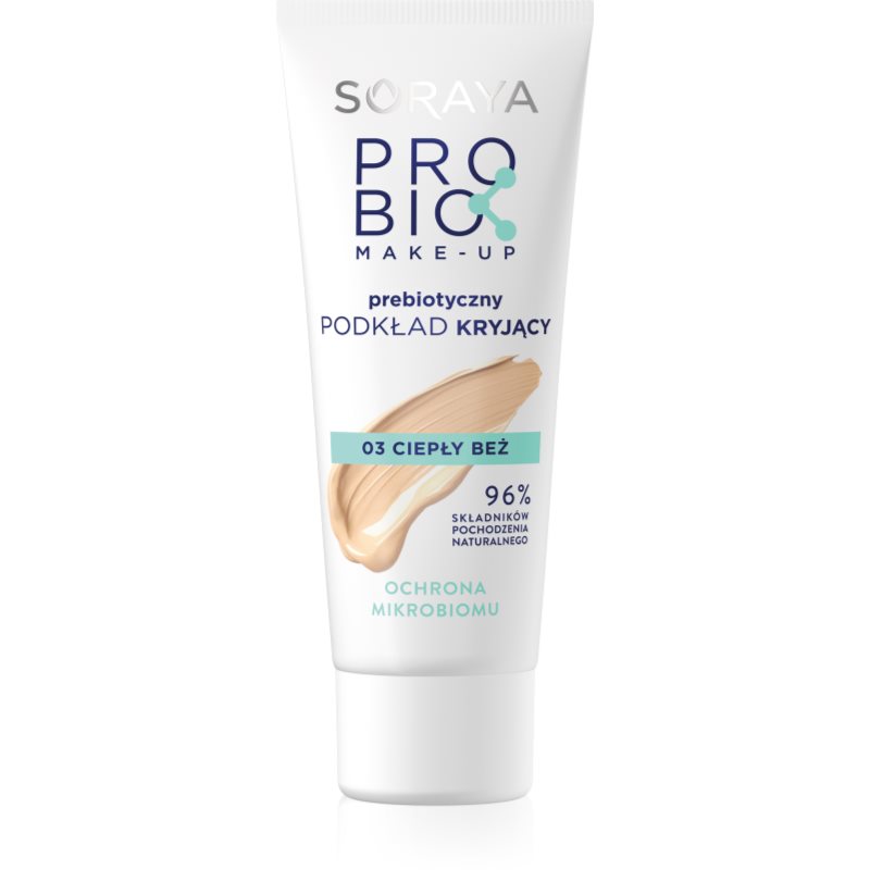 Soraya Probio Make-up fedő hatású alapozó prebiotikumokkal árnyalat 03 warm beige 30 ml-Ár