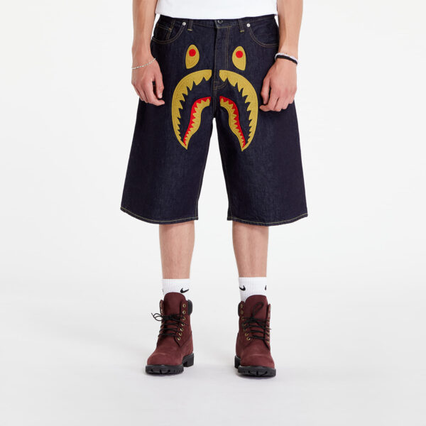 Sort A BATHING APE Shark Denim Shorts Indigo L-alacsony-ár