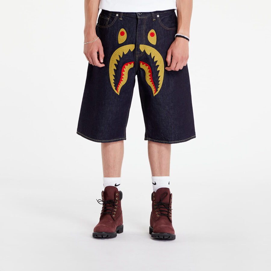 Sort A BATHING APE Shark Denim Shorts Indigo L-alacsony-ár
