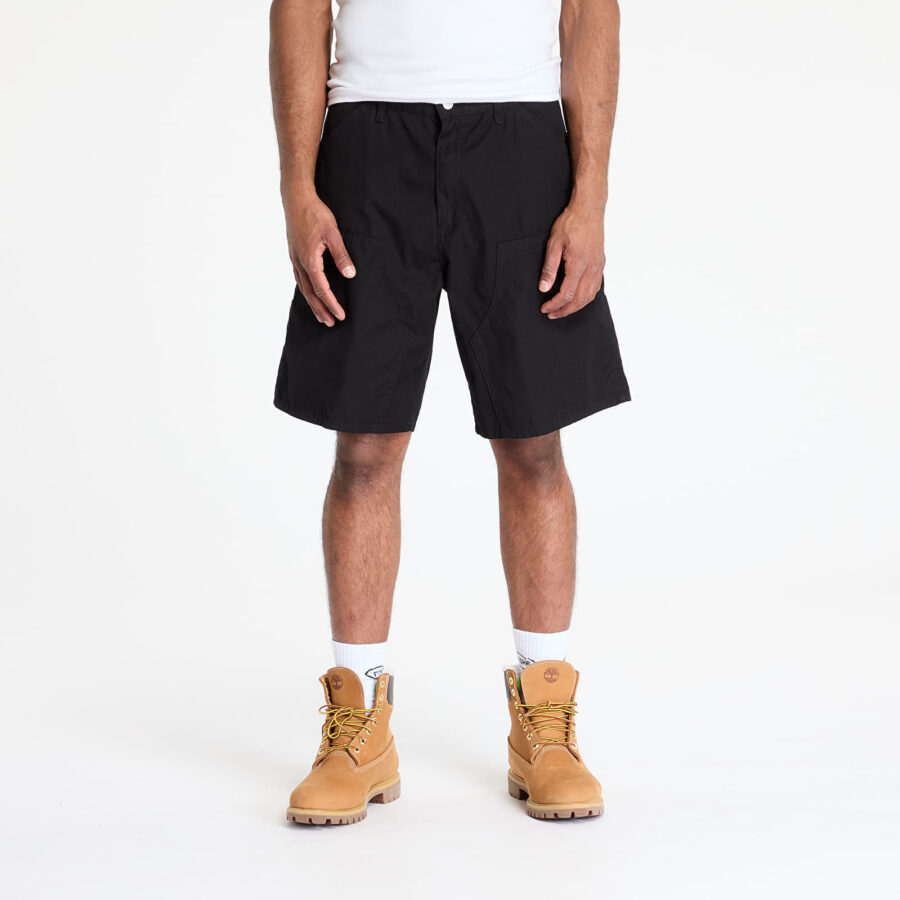 Sort Carhartt WIP Double Knee Short Black Rinsed 28-alacsony-ár