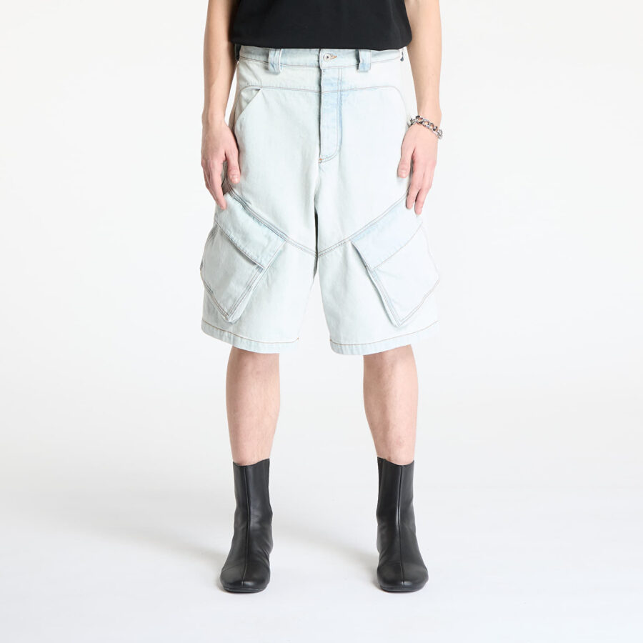 Sort Marcelo Burlon Bleach Denim Wide Cargo Shorts Light Blue L-alacsony-ár