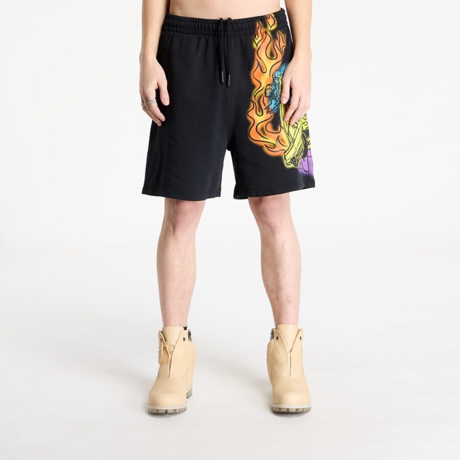Sort Marcelo Burlon County Flame Comfy Sweatshort Black/ Red M-alacsony-ár