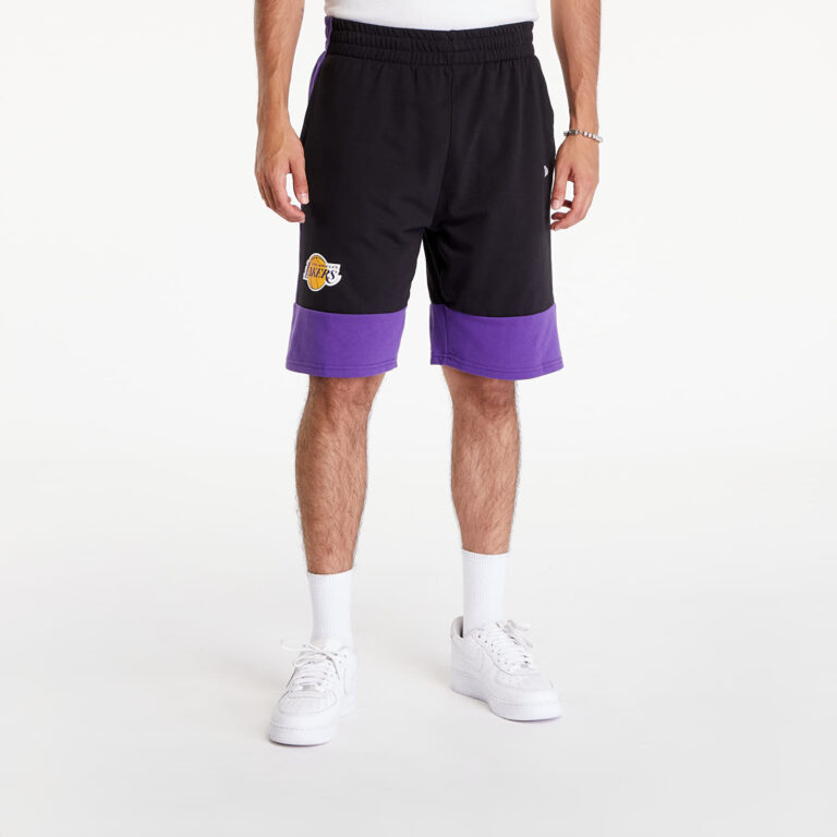 Sort New Era NBA Colour Block Shorts Los Angeles Lakers Black/ True Purple XL-alacsony-ár