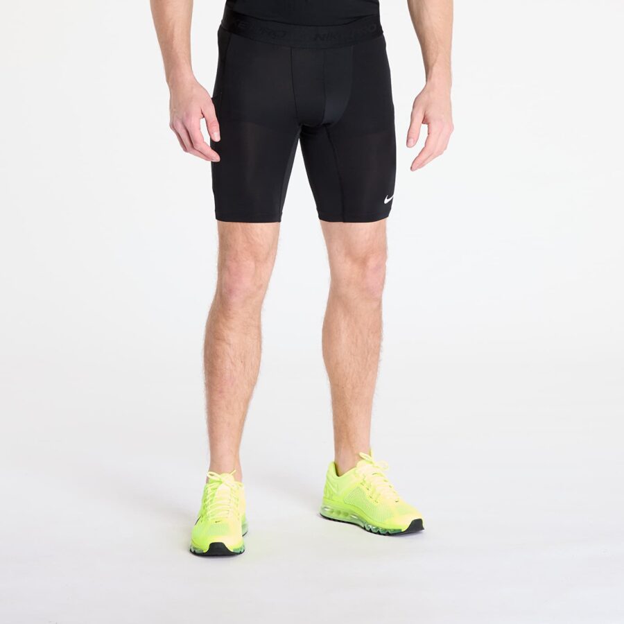 Sort Nike Pro Men's Dri-FIT Fitness Long Shorts Black/ White S-alacsony-ár