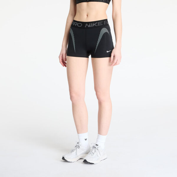 Sort Nike Pro Women's Mid-Rise 3" Graphic Biker Shorts Black/ Cool Grey/ White XS-alacsony-ár