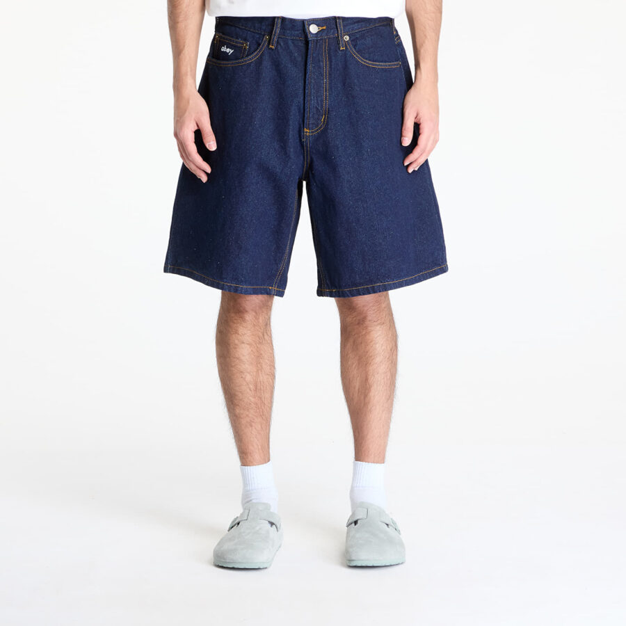Sort OBEY Bigwig Baggy Denim Short Rinse Indigo W31-alacsony-ár