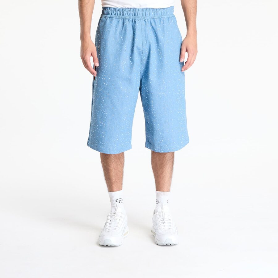 Sort PLEASURES Glitter Baggy Denim Shorts Light Indigo S-alacsony-ár