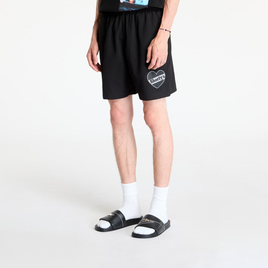 Sort PLEASURES Heart Sport Shorts Black S-alacsony-ár