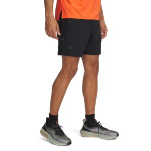 Sort Under Armour LAUNCH PRO 2n1 7'' SHORTS Black/ Fire/ Reflective L-alacsony-ár