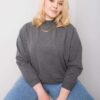 Sötétszürke melange pulóver plus size basic
