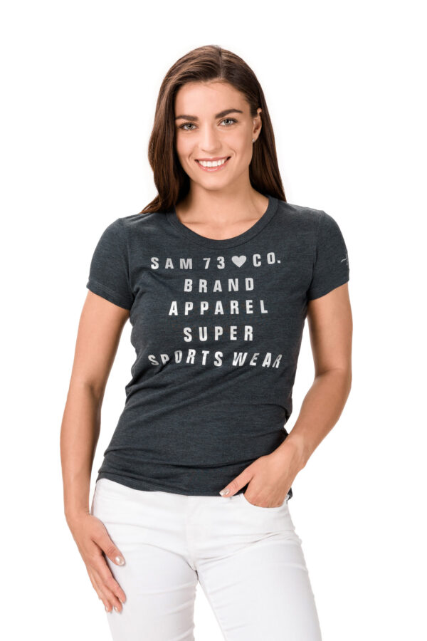 Sötétszürke női póló SAM 73 nyomtatással