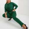 Sötétzöld plus size melegítőnadrág rugalmas derékpánttal a Savage-től