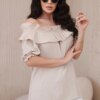 Spanish blouse with a decorative ruffle in beige color