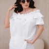 Spanish blouse with a decorative ruffle in white