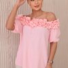 Spanish blouse with a small ruffle of powder pink