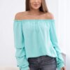 Spanish blouse with decorative mint sleeves