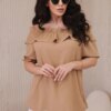 Spanish blouse with decorative ruffle Camel