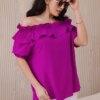 Spanish blouse with decorative ruffle dark purple