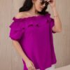 Spanish blouse with decorative ruffle dark purple