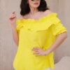 Spanish blouse with decorative ruffle in yellow color