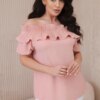 Spanish blouse with decorative ruffle powder pink