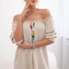 Spanish blouse with decorative sleeves beige