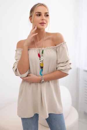 Spanish blouse with decorative sleeves beige Spanish blouse with decorative sleeves beige