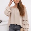 Spanish blouse with decorative sleeves beige