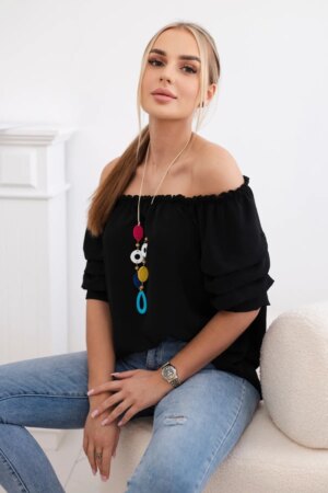 Spanish blouse with decorative sleeves black Spanish blouse with decorative sleeves black