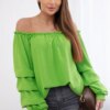 Spanish blouse with decorative sleeves bright green