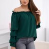 Spanish blouse with decorative sleeves dark green
