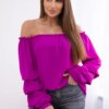 Spanish blouse with decorative sleeves dark purple
