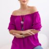 Spanish blouse with decorative sleeves dark purple
