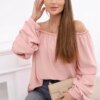 Spanish blouse with decorative sleeves powder pink
