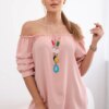 Spanish blouse with decorative sleeves powder pink