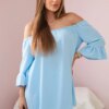 Spanish blouse with ruffles on the sleeve blue