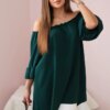 Spanish blouse with ruffles on the sleeve dark green
