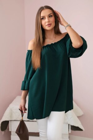 Spanish blouse with ruffles on the sleeve dark green Spanish blouse with ruffles on the sleeve dark green