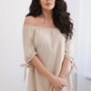 Spanish blouse with sleeve ties beige