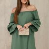Spanish dress with khaki cuff pleats