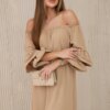 Spanish dress with ruffles on the sleeve Camel