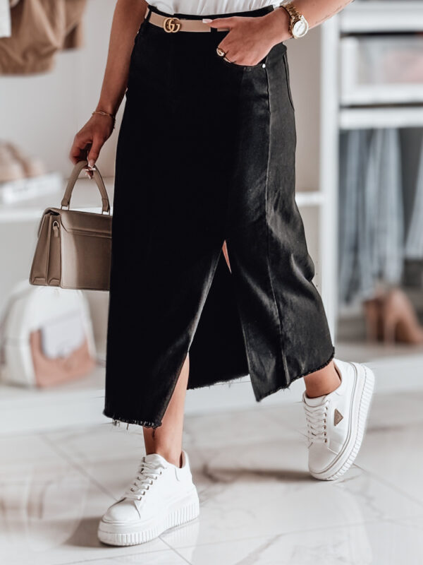 Spódnica jeansowa midi z rozcięciem MIDILEXU niebieska Dstreet