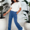 Spodnie damskie wide leg ASTERS granatowe Dstreet