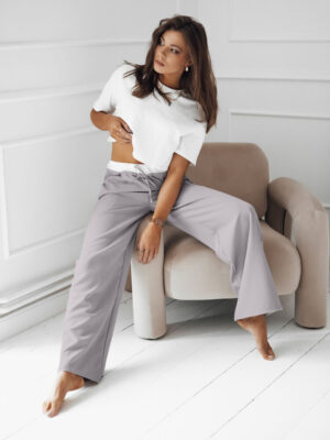 Spodnie damskie wide leg DARAMY szare Dstreet